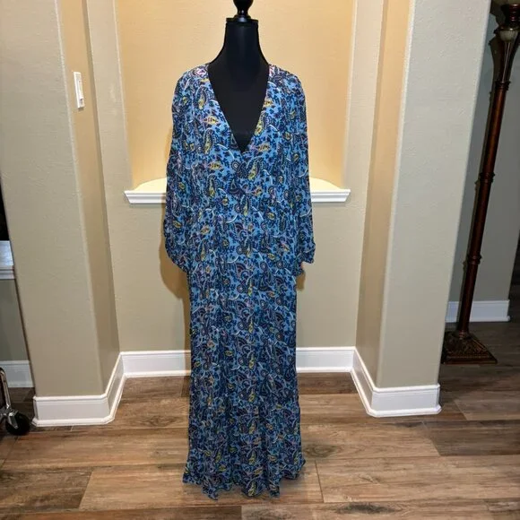 💙 NWT Boden Cottagecore Paisley Plunging Neckline Maxi Dress Size 14 - Picture 1 of 10